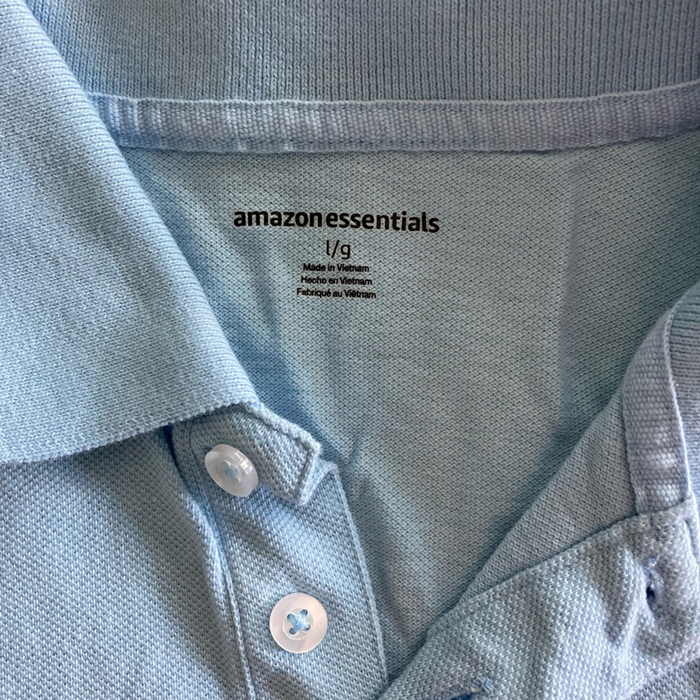 Boys School Uniform Polo Shirt Light Blue Size Large 10/12 AMAZON ESSENTIALS